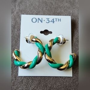 On 34th Twisted Hoops Green Gold NWT